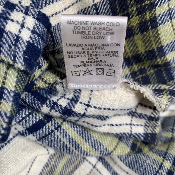 Love Tree Hooded Flannel Shirt Womens Large‎ L/S Plaid Button Up Top Blue Green - Picture 7 of 7